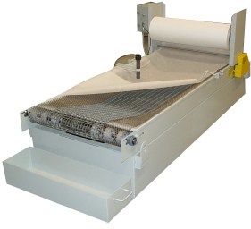 Heavy-duty models feature flat wire center belt connected to woven wire edges with S.S. clips plus unique “paper saver” level switch that reduces media consumption.